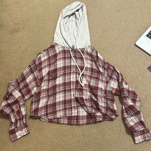 cropped flannel hoodie
